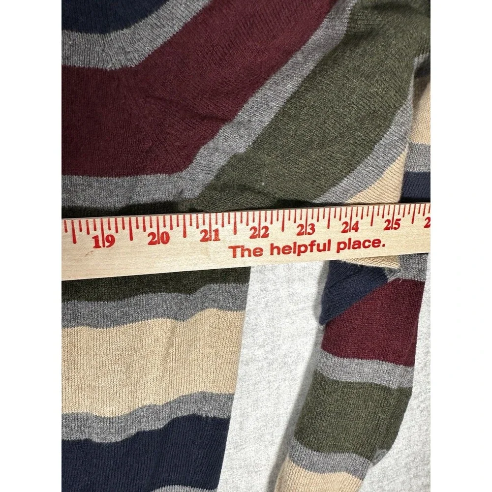 Cremieux Classics Sweater Men's L Multi-color Striped Cotton Cashmere Blend